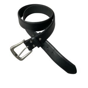 Nocona Leather Belt 36 Mens Black Silver Buckle Western Casual Classic 1.5in